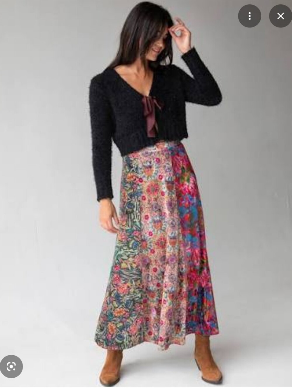 NATURAL LIFE Multicolor Floral Patchwork Maxi Skirt